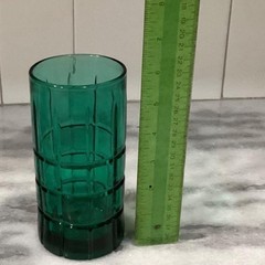 3 Vintage Anchor Hocking Tartan Manchester Tumbler Glasses Dark Olive Green 6″