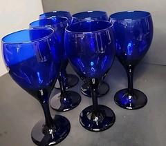 Stunning Vintage Libbey Cobalt Blue Wine Glasses Set Of 6 – 8.5” Tall