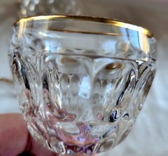 2 Jeanette Glass Thumbprint Stemmed 4″ Liquor Cocktail Glasses 1950s USA