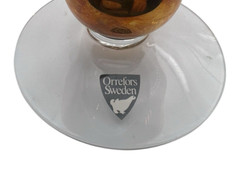 Orrefors Nobel Martini Glasses Set (2) Signed Gold Ball Stem