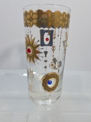 Vintage Culver Butterfly Turtle Starburst Gold Jeweled Highball Glass 5-5/8″ (#2
