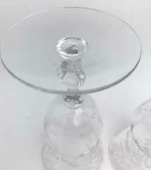 Set of 2 Cambridge Glass Etched Portia Clear Stemmed ICED TEA GOBLETS 7-1/2″H