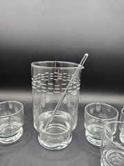 Princess House Crystal Cocktail Set #407 Mixer Shot Glasses Stirrer Vtg Barware