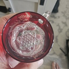 1900 Christmas Commemorative Glass Cup Red Clear Signed Jack Vintage