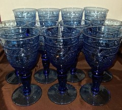 Set Of 11 Mikasa Crystal Tender Leaves Blue 7-1/4″ Water Goblets *Will Split*