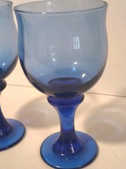 2 LIBBEY CLARION MEDITERRANEAN BLUE WATER WINE GOBLET 6 7/8″ 12oz