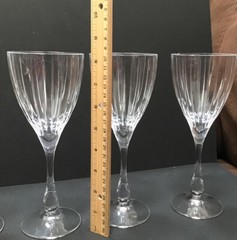 ROYAL CRYSTAL ROCK Solaris 3 Crystal Wine Glasses Cut Vertical Lines On Bowl
