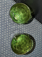 (2) Vintage Pasabahce PALAKS Green JUICE 8 Oz Tumbler Glass Turkey 4”