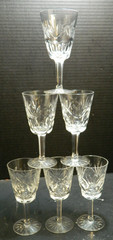 Set Of (6) Waterford Ashling Crystal White Wine Glasses 5.63″x2.63″x2.63″ Excel