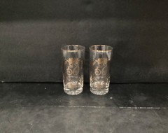 Vintage Lotus Glassware Gold 50th Anniversary Tumblers Highball Glasses Set of 2