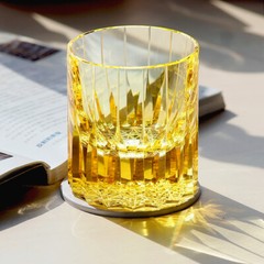 K9 Crystal Whiskey Glass Shiny Hand Cut Rock Crystal Glass Yellow Color 7oz 1PC