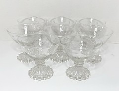 Vintage Anchor Hocking Grape Cut #3 Champagne Sherbet Glasses Set of 8 Stem #736