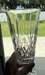 2 Vintage Cut Crystal Water Goblets Heavy Elegant Footed Glasses 8” 1.5 Lbs Each