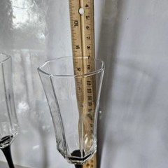 6 Luminarc Octime Black Stem Champagne Flutes Glasses 8.5″ France