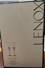 Lenox «True Love»» Champagne Flutes Set of 2 Toasting Glasses Silverplated Stem