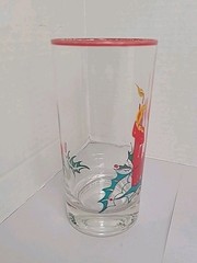 Vtg Christmas Federal Glass 6 Pc Tumblers Red Candles Holly Berry Red Green