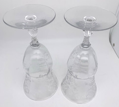 Set of 2 Cambridge Glass Etched Portia Clear Stemmed ICED TEA GOBLETS 7-1/2″H