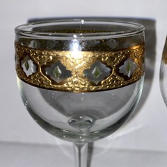 3 Vintage Culver Valencia 22k Gold Adorned Wine Glasses – MCM 5.75” * READ **