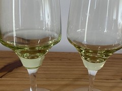 Vintage Sasaki Harmony Water Wine Goblets Light Green MCM Barware 6.75” Set of 2