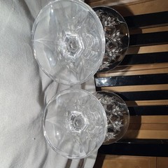 RCR Italian Crystal Cut Glass Goblets, Clear Decorative Round Set of 2