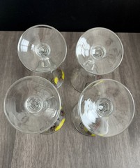 Set Of 4 Whimsical Hand Painted Tipsy Martini Glass Novelty Bar Cocktail Glasses