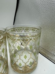 Vtg Culver Valencia Double Old Fashioned Glass w/24k Gold 4 1/4” Set Of 5 READ