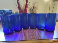 Alibunar Drinking 6 Glasses Cobalt Blue Yugoslavia. With Sticker 5.5″ 795G