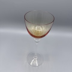 Saint Louis France Crystal Wine Glass Amber Gold Bowl Tall Stem Replacement 9in