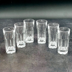 6 Vintage Crystal Shot Glasses Paneled Design 3.25″ Tall Weighted Bottom