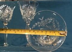 Vintage Etched Crystal Goblets Leaves And Flowers Stemmed 8 1/4” Mint