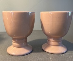 MCM Frankoma Goblets Wine Set of 2 Apricot/Salmon 6oz. Excellent Condition