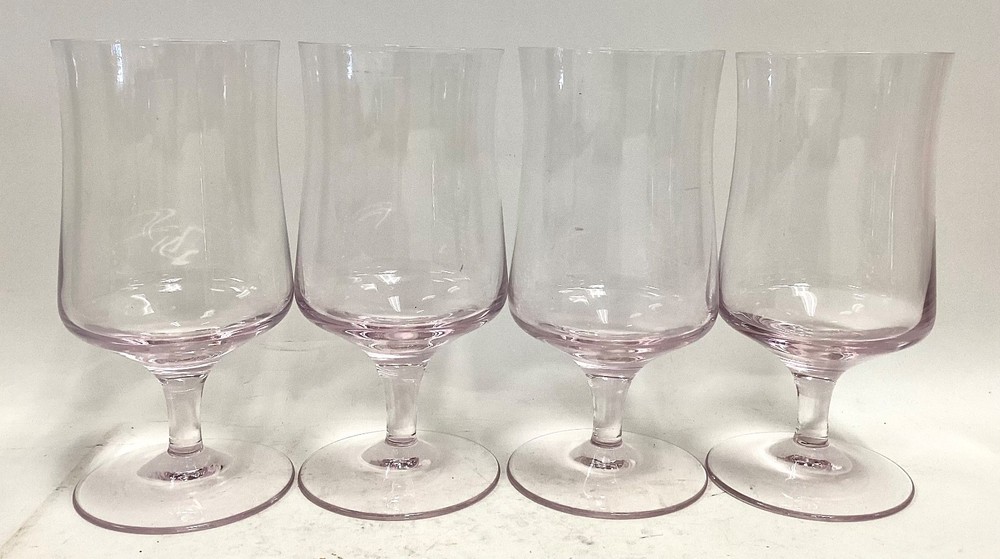 Lot of 4 Saski Crystal Rapture Coral Iced Tea Glasses 6.5″ Tall x 3″ Diameter