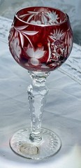 AJKA Crystal Marsala 4 Wine Cordial Glasses 5”~ Ruby, Emerald, Cobalt, Amethyst