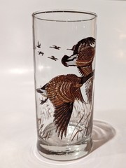 Set/3 LIBBEY Canadian Geese Highball Glass Tumbler The Flight Gold Gilt 12.5 oz