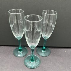 3 Turquoise Stem Cristal D’Arques-Durand Luminarc Champagne Flute Glass Teal