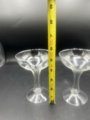 VINTAGE WINE CHAMPAGNE COCKTAIL GLASS HOLLOW STEM SET 2 STEMWARE BARWARE COUPE