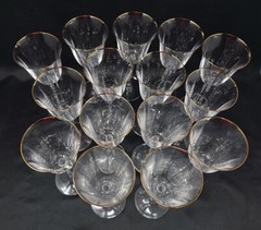 SET OF 12 MIKASA SONATA GOLD RIM WATER GOBLETS