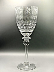 Rogaska Gallia Crystal Wine Water Goblet Glass Etched Floral Slovenia 9.25″
