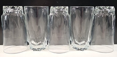 (5) Arcoroc Artic 12 Oz Beverage Set Vintage Wedge Cut Tumblers France Retro Lot