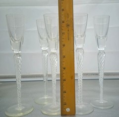 Lot Of 6 Vintage Air Twist Stem Crystal Cordial Bohemia Crystal Crystalex Boc270