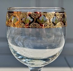 Culver Valencia Wine Glasses Set of 6 22Kt Gold Encrusted Vintage Barware 5 3/4”