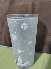 Culver glass Frosted Snow Flakes High-Ball glasses MCM Set Of 2