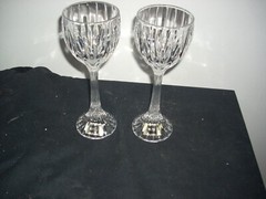 2 Mikasa Park Lane WINE HOCK Glasses Blown Vertical cUT Bowl Ribbed Stem NEW