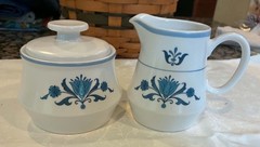 Noritake Progression Blue Haven Covered Sugar Bowl Creamer Set #9004 Japan