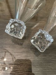 Vintage Disaronno Square Base Melting Ice Cube Martini Cocktail Glasses Set of 2