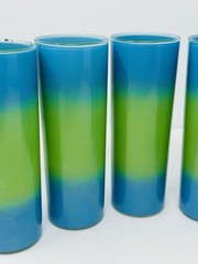 Blendo West Virginia Glass Tumblers Set of 6 ‘Bermuda Twist’ Blue & Green Hue