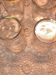 Vintage Set of 10 Federal Glass Company Tumblers and Rock Glasses, Gold Tr 1950s