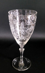 Libbey Rock Sharpe 2011-2 Crystal Water Goblets 7 3/4″ Etched Floral – Set of 3