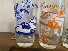 Vintage Hazel Atlas Souvenir State Song Glasses – 5” Tall Set Of 4