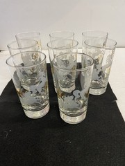 Vintage Libby Jumping Stallions Cocktail Glasses Highball